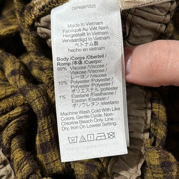 Madewell Tie-Back Cutout Top in Plaid Spiced Olive size XXS - Picture 8 of 9